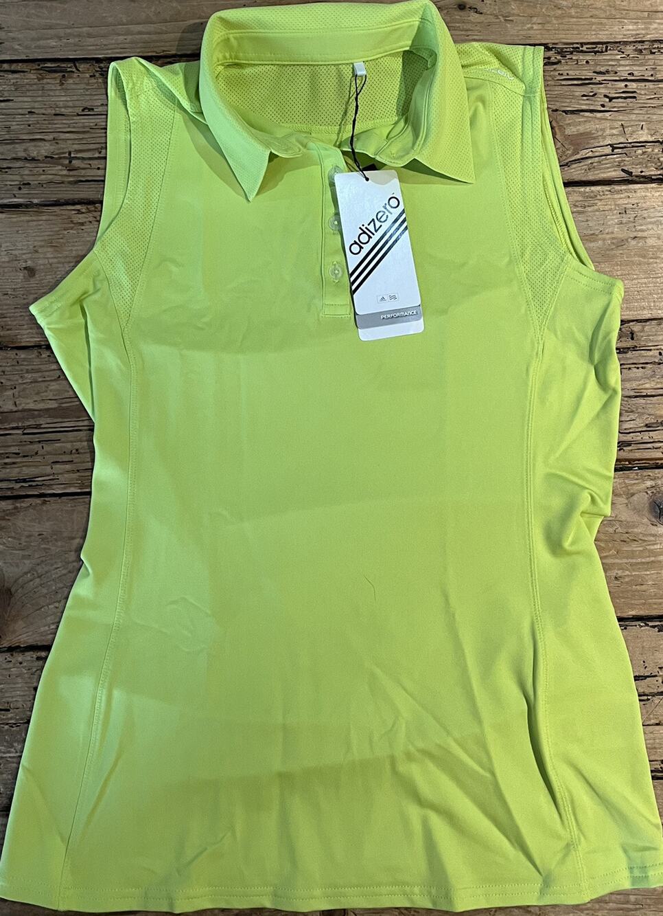 Adidas Adizero Womens Size S Neon Green Collared Sleeveless Lightweight Polo